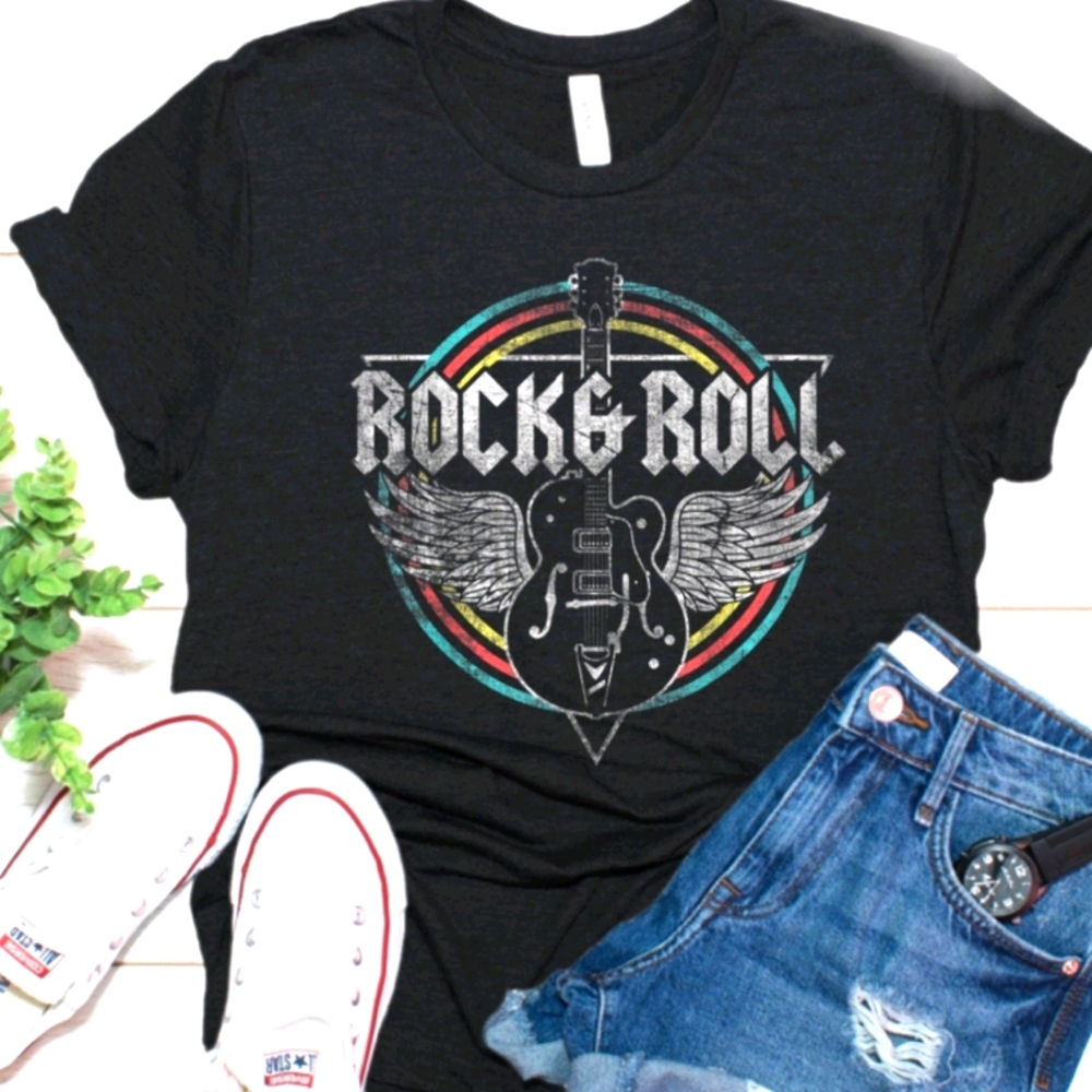 Rock & Roll Print Design Unisex Tshirt- Brand New